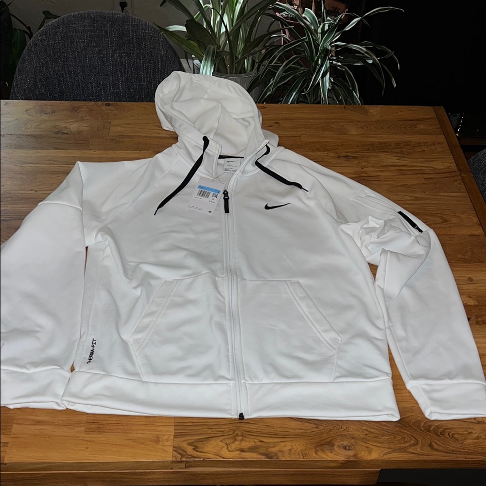 Nike Men's White Hooded Performance Jacket